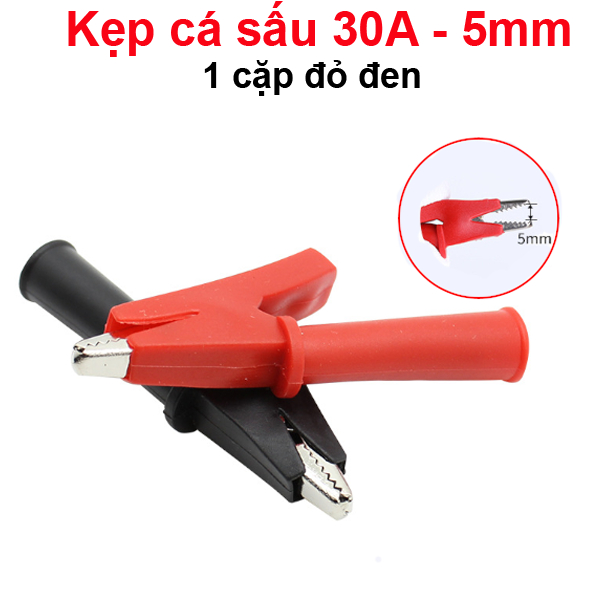 ( 1 cặp) Kẹp cá sấu 30A vỏ cao su đỏ+đen