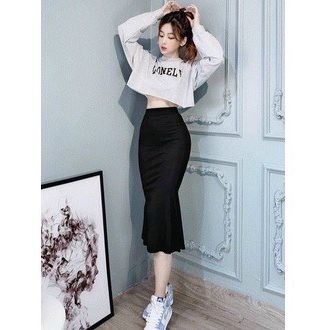 Set croptop Lonely - chân váy đuôi cá len tăm cao cấp (freeship)