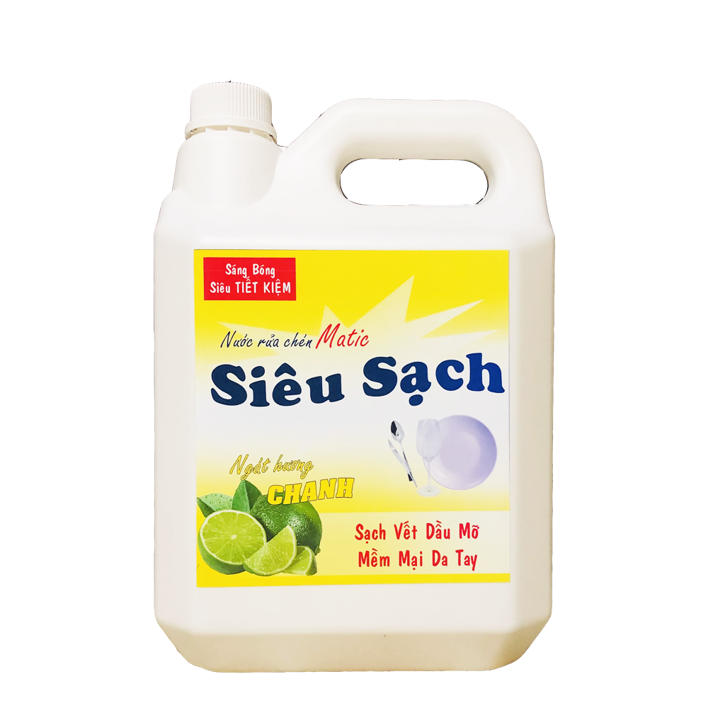 Nước rửa chén hương chanh Matic Siêu Sạch can 5kg