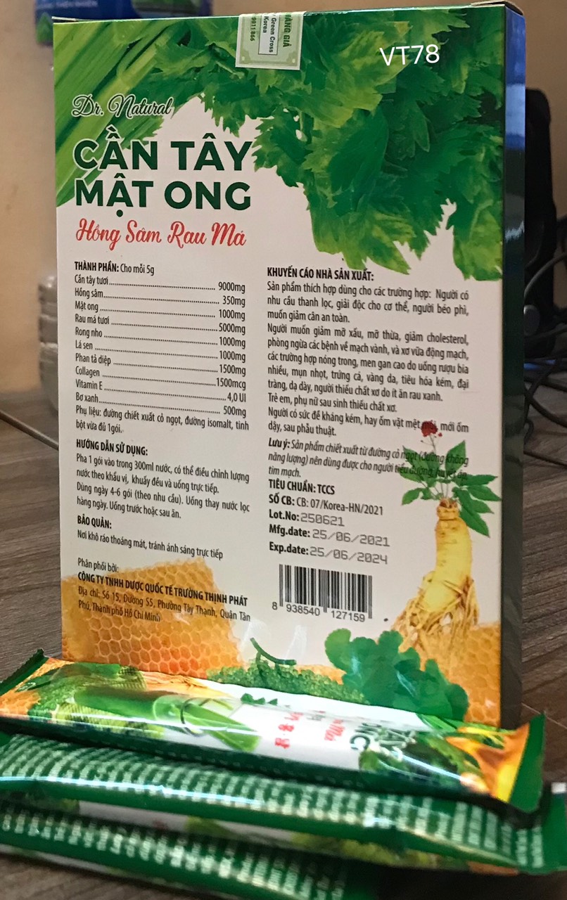 cần tây mật ong&hồng sâm rau má