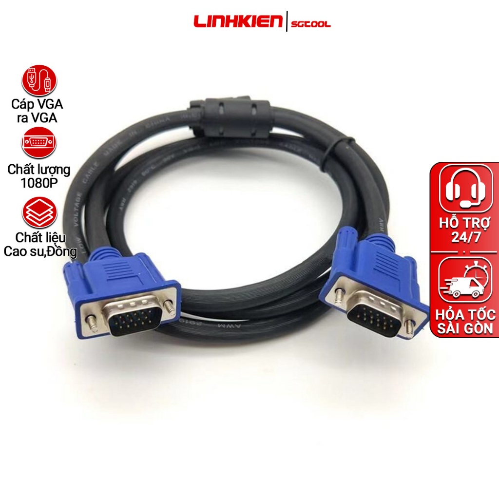 Dây cáp 2 đầu đực vga ra vga hỗ trợ chuẩn full hd 1080p dài 1.5m