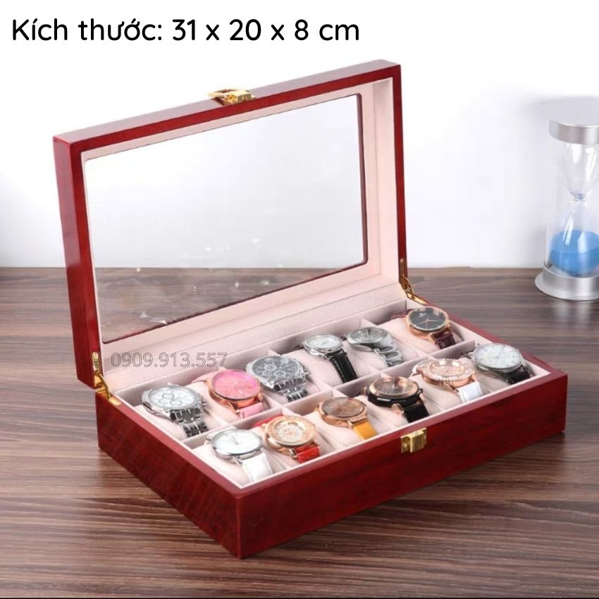 [HCM]Hộp đựng đồng hồ da 12 chiếc