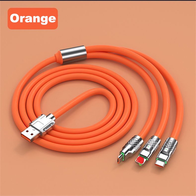 Dây Cáp Sạc Nhanh 6A 120W 3 Trong 1 Cho IPhone Micro Usb Type C