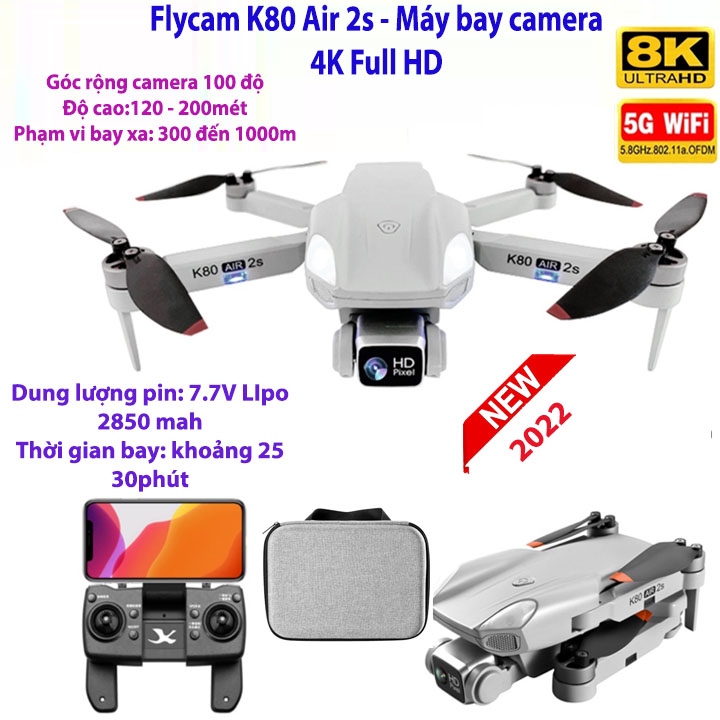 May bay Flycam k80 Air 2S, Flycam mini giá rẻ thumbnail