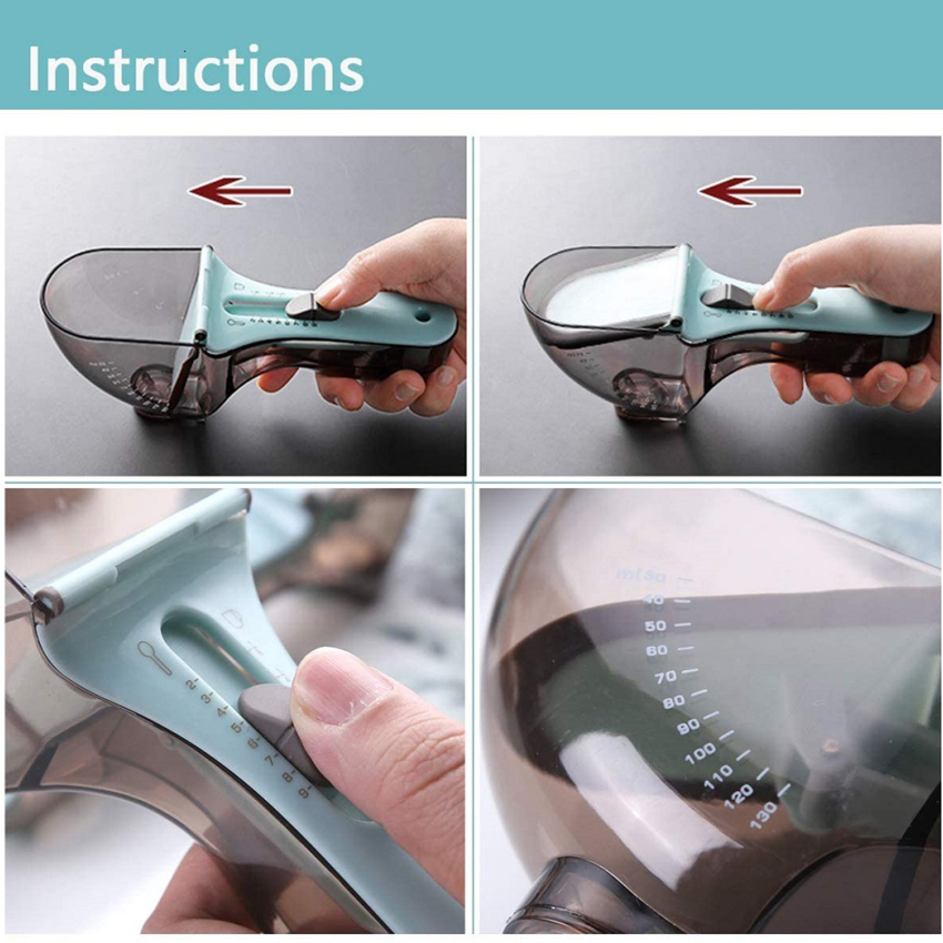 Adjustable Graduated Measuring Cup Kitchen Tool Plastic Spoon Measuring Cup For Baking Cooking Coffee Sugar Salt