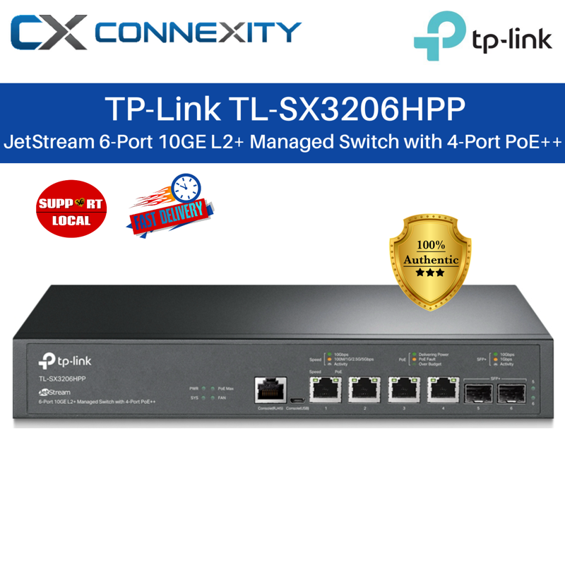 TP-Link TL-SX3206HPP JetStream 6-Port 10GE L2+ Managed Switch with 4 ...