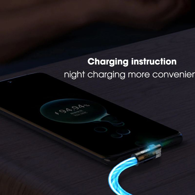 Streaming 180 Degree Machinist Elbow Streaming Data Cable for Android Huawei Apple Mobile Phone USB Charging Cable