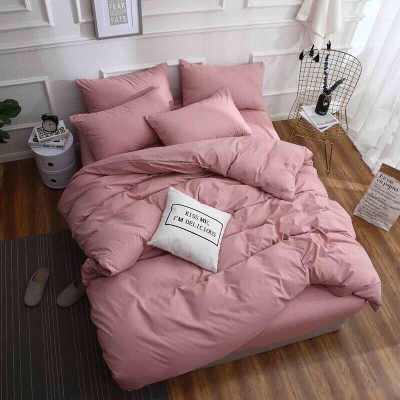 Bộ chăn ga 5 món (chăn trần bông phồng như hình) decor cực xinh