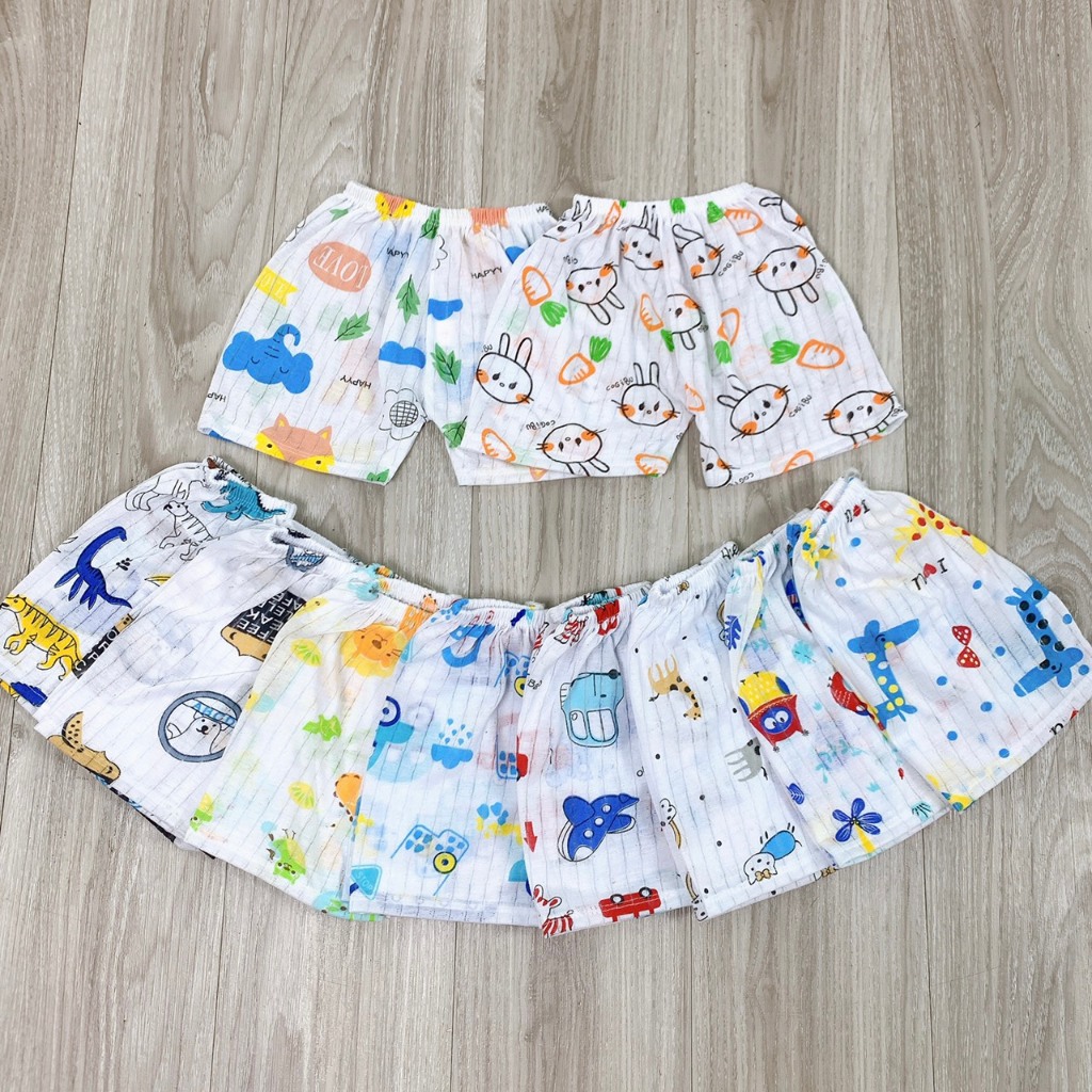 combo 10 Quần đùi cotton giấy cho bé