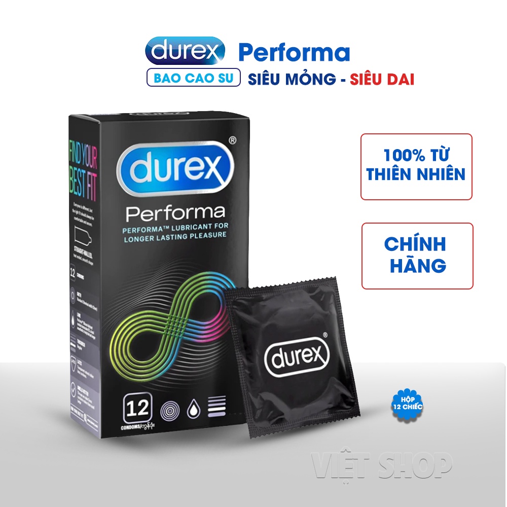 [Hộp 12 bao] Bao cao su Durex Performa Có Chất Kéo Dài Thời Gian QH