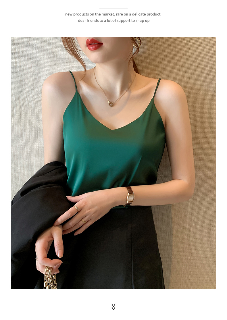 Áo 2 dây nữ trơn chất liệu lụa satil dáng suông