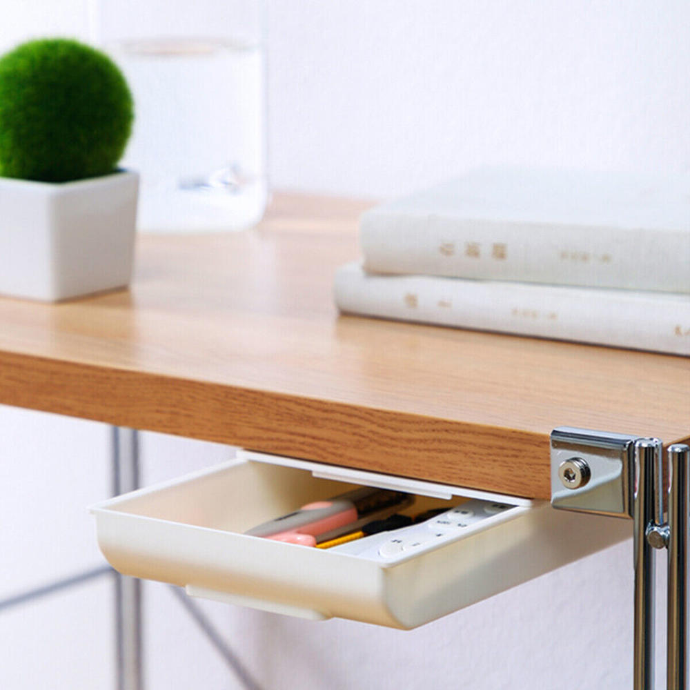 Space-saving Table Drawer Under Desk Hidden Storage Unit Under Desk Storage Tray Hidden Table Storage Box Self-adhesive Drawer Organizer