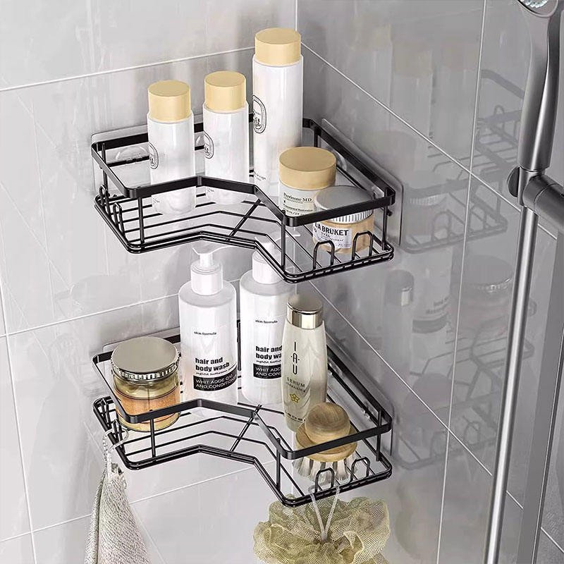 Soap rack Punch-free shelf Triangular shelf Bathroom and bathroom partition Iron art storage rack Bathroom storage basket Wall-mounted storage rack