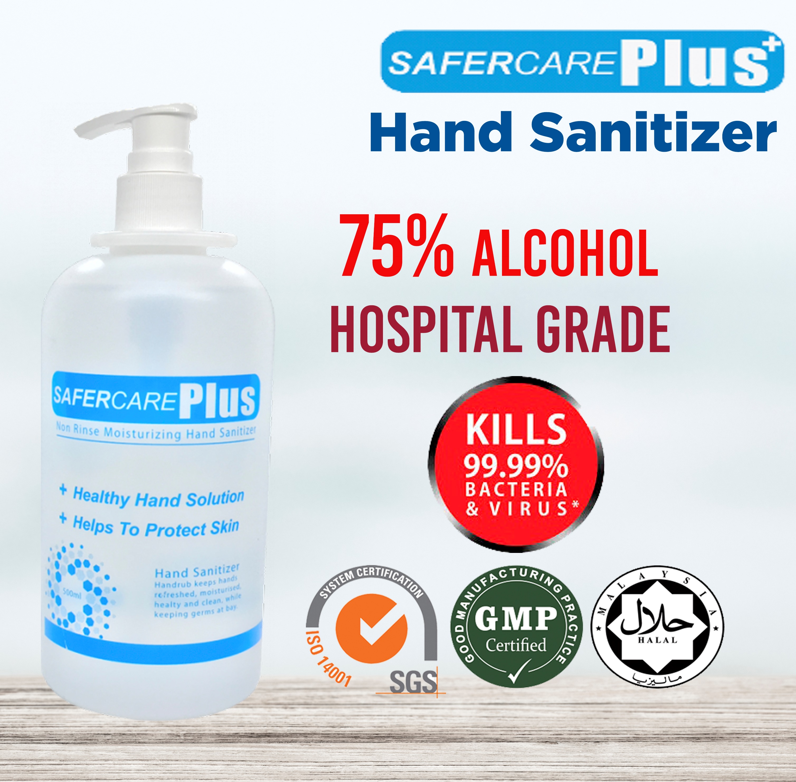 Safercare Plus Hand Sanitizer 500ml With Plunger Lazada Singapore