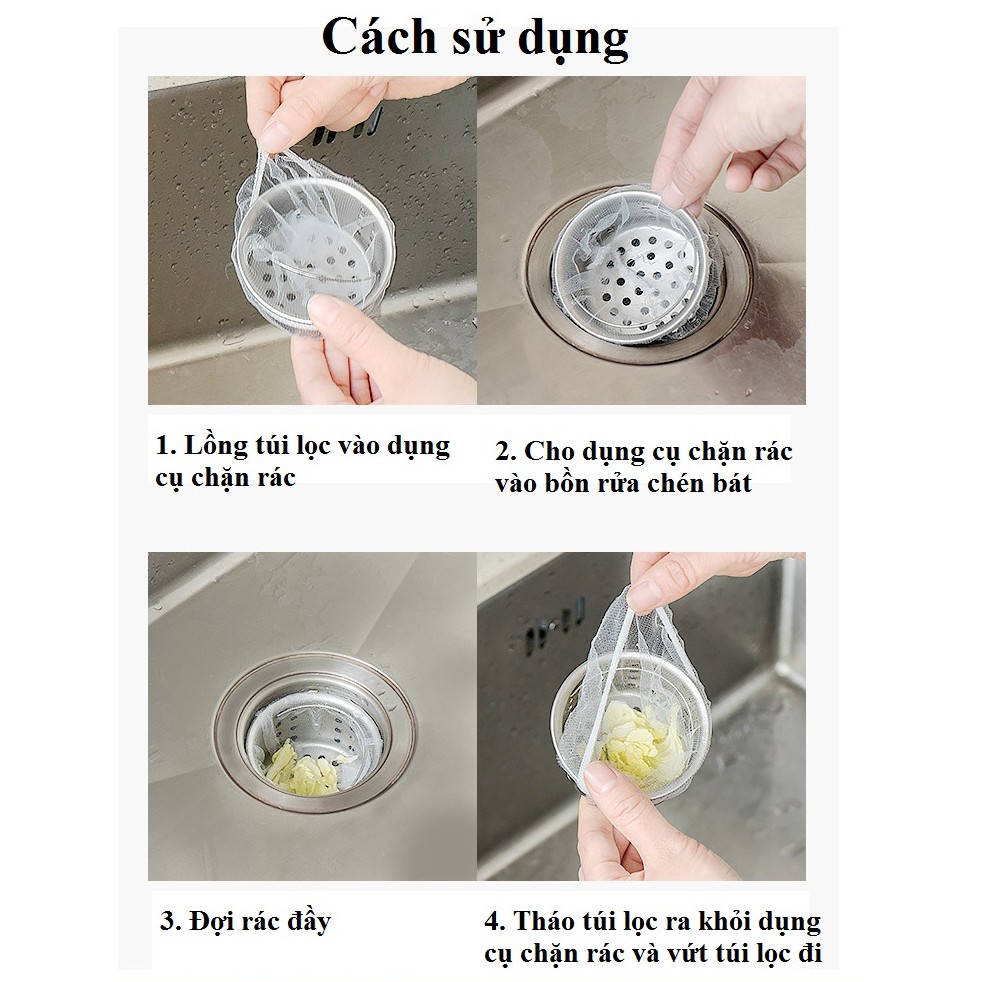 Combo 100 Túi Lưới Lọc Rác, Thức Ăn Thừa Bồn Rửa Chén