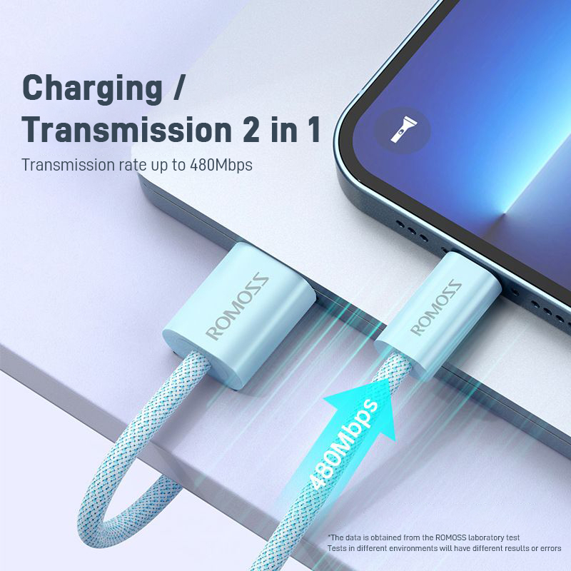 ROMOSS CB1234 12W (2.4A Max) Charging Cable 2M Fast Cord 480mbps Date Cables