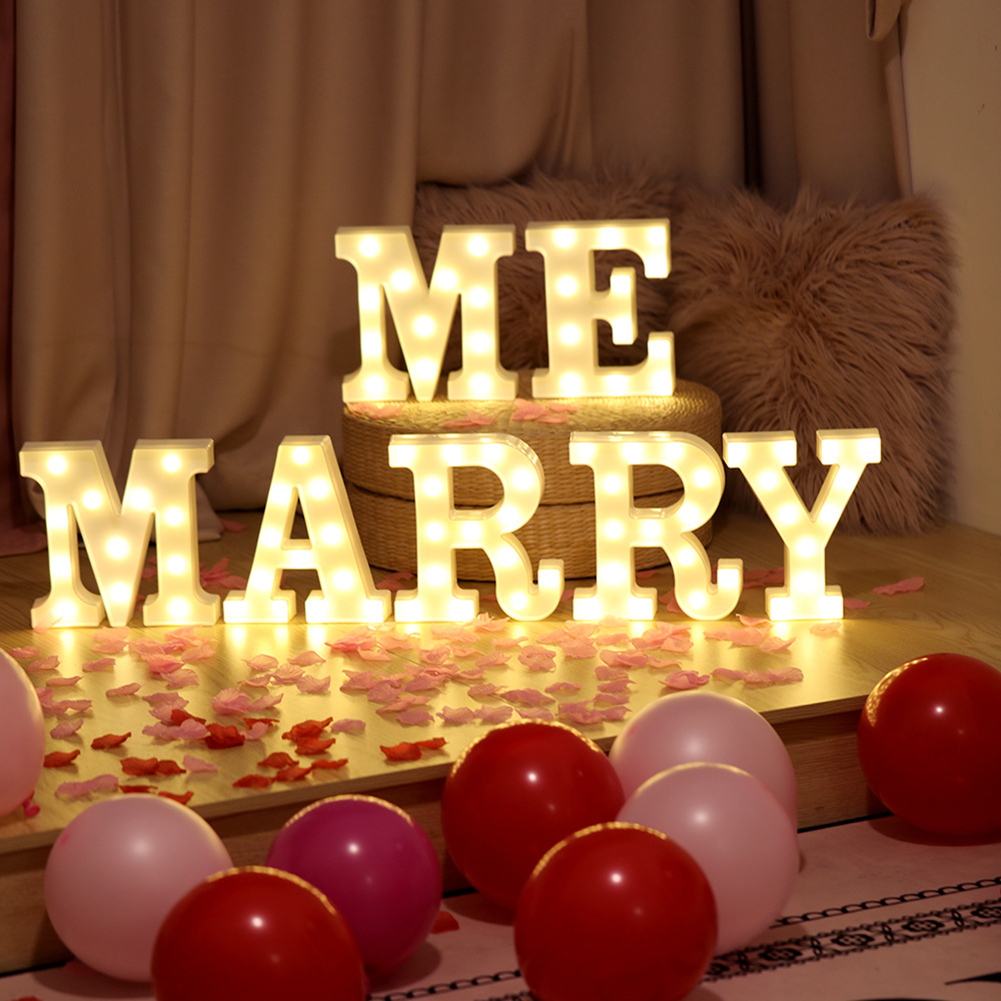 Welight Led 3d English Letter Light Marry Me Marriage Proposal Night Lamp For Wedding Party Outdoor Indoor Decor