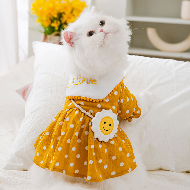 váy đầm tiểu thư chấm bi cho chó mèo - T3 PETS SHOP