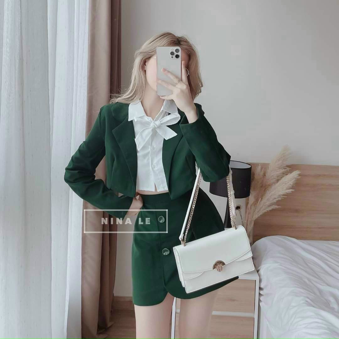 Sét Đồ 3 Món (chân váy có lót) Sang Chảnh