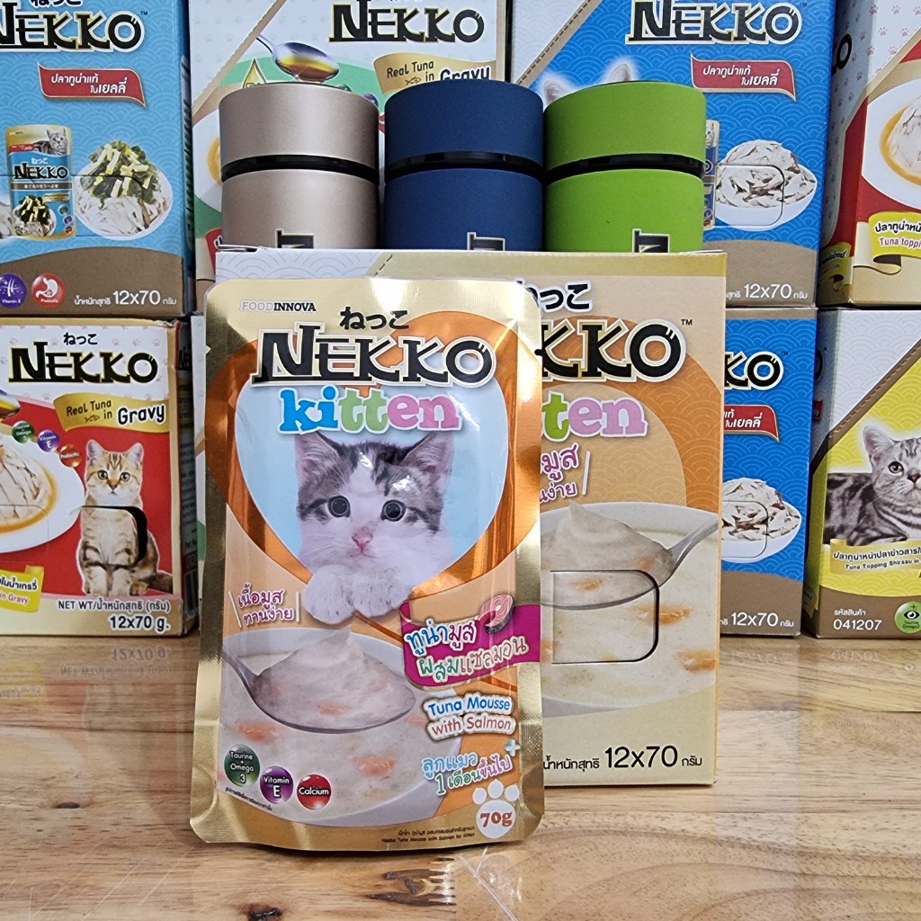 Pate Nekko Kitten cho mèo con 70gr/gói 4 vị [Sữa Dê - Cá Hồi - Cá Ngừ - Gà]