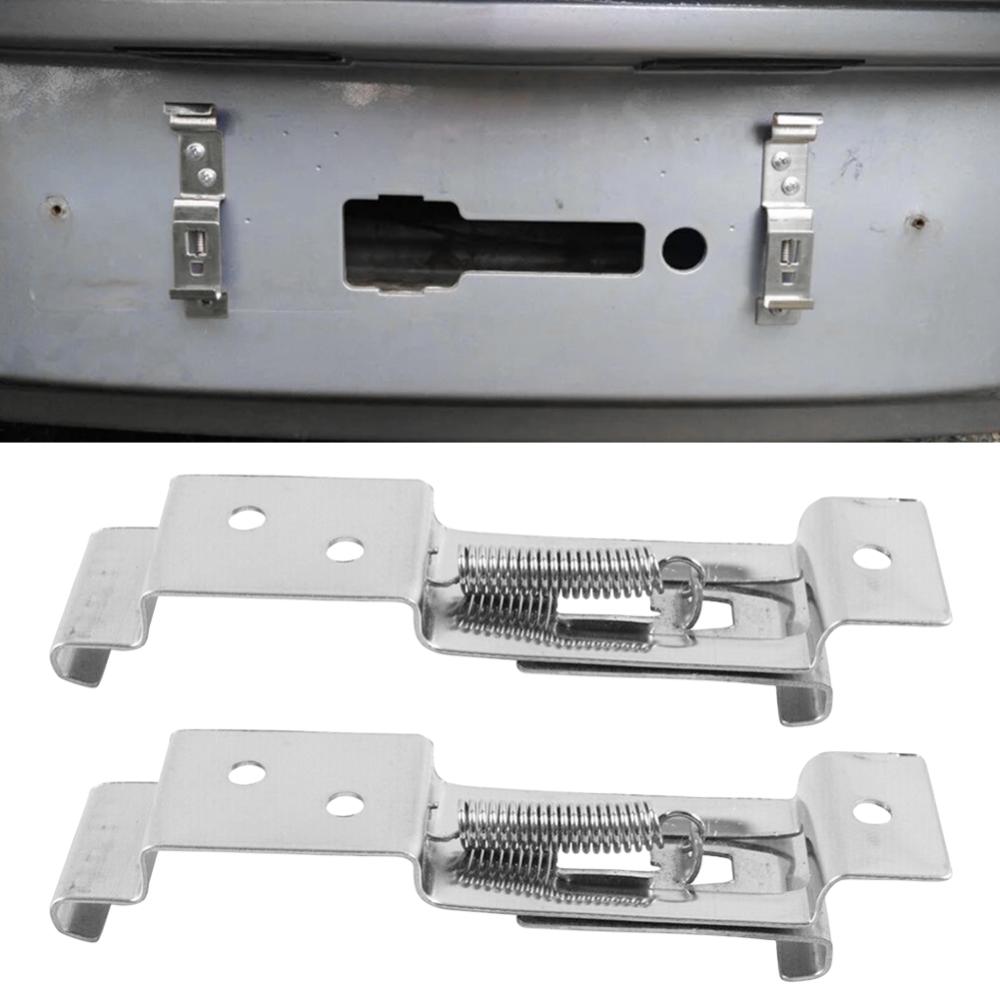 2 cái gắn biển số ô tô tấm giá đỡ hình chữ nhật khung xe chủ kẹp mùa xuân nạp biển số kẹp thép không gỉ