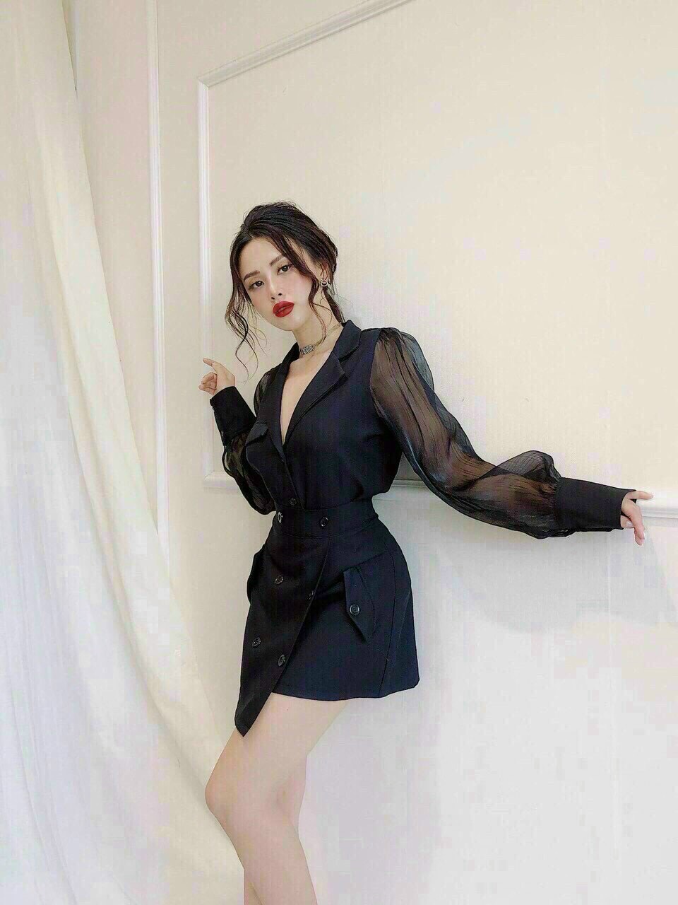 Jum cổ vesttay lưới hàng thiết kế xinh lung linh tt22