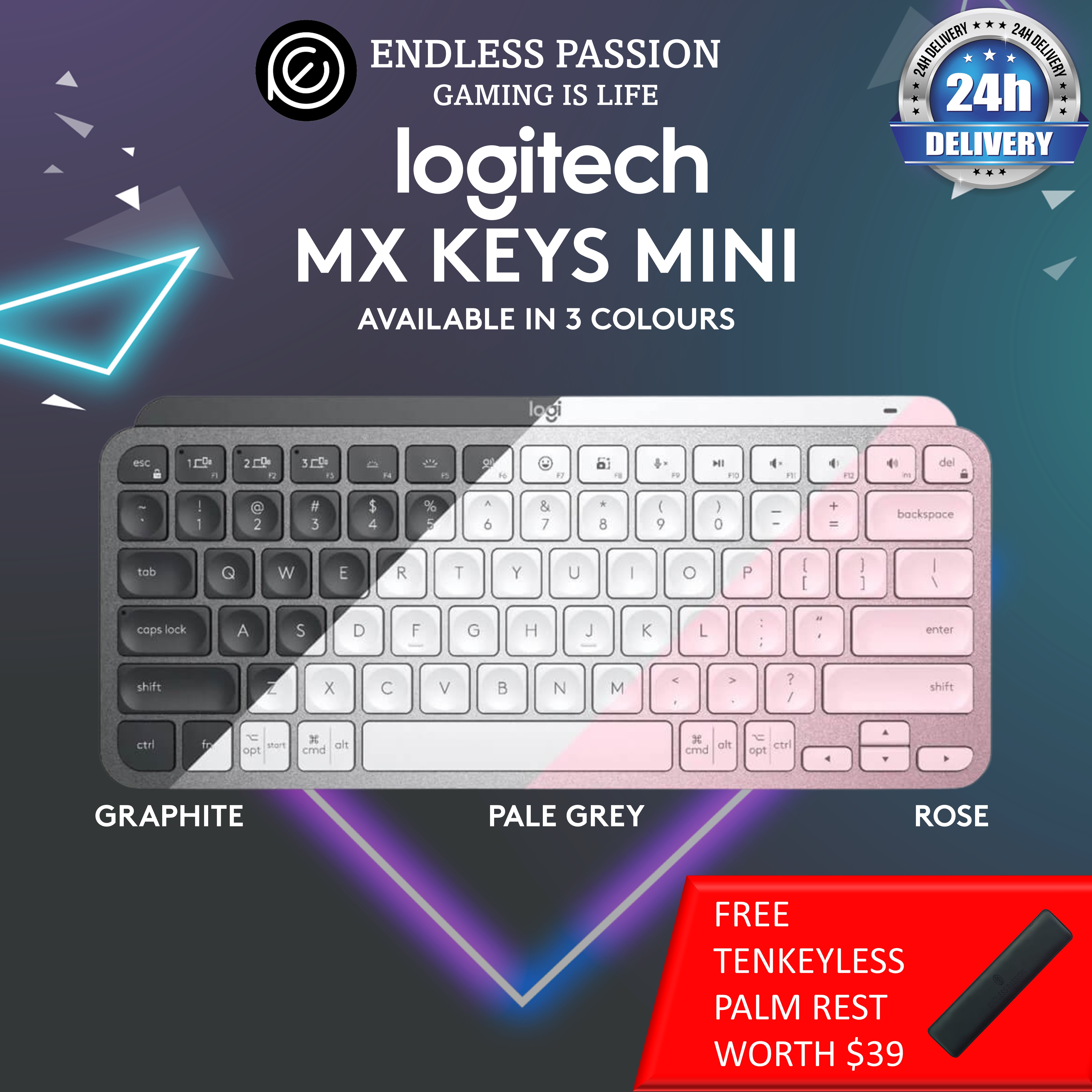  Logitech MX Keys Mini Minimalist Wireless Illuminated Keyboard,  Compact, Bluetooth, USB-C, for Apple macOS, iOS, Windows, Linux, Android -  Graphite - With Free Adobe Creative Cloud Subscription : Electronics