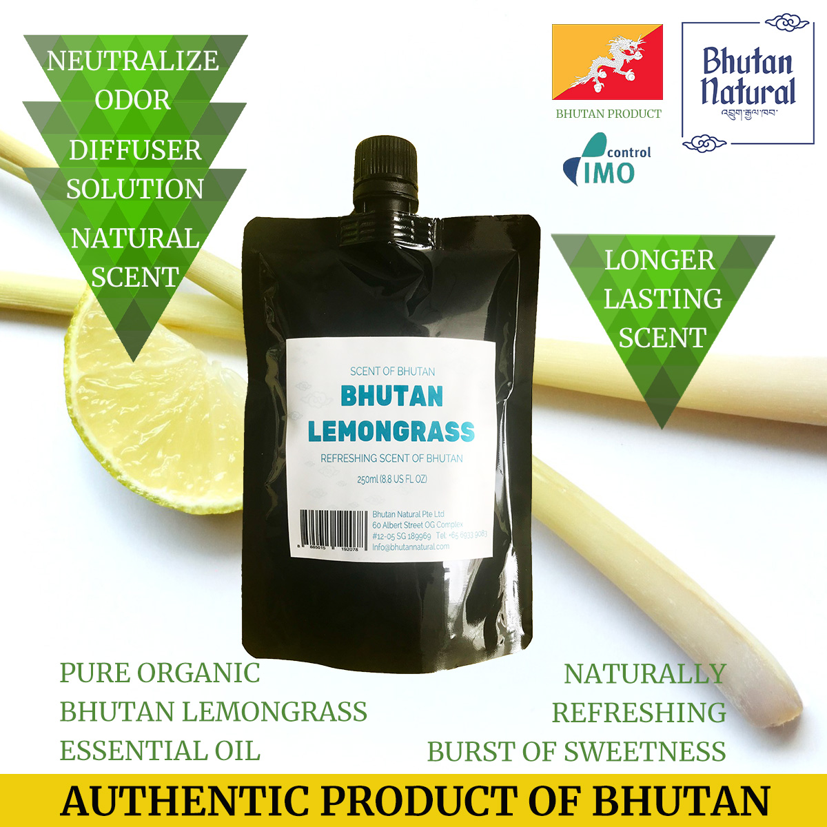 Scent of Bhutan Lemongrass Diffuser Solution Refill Pack 250mL* ★★No.1 ...