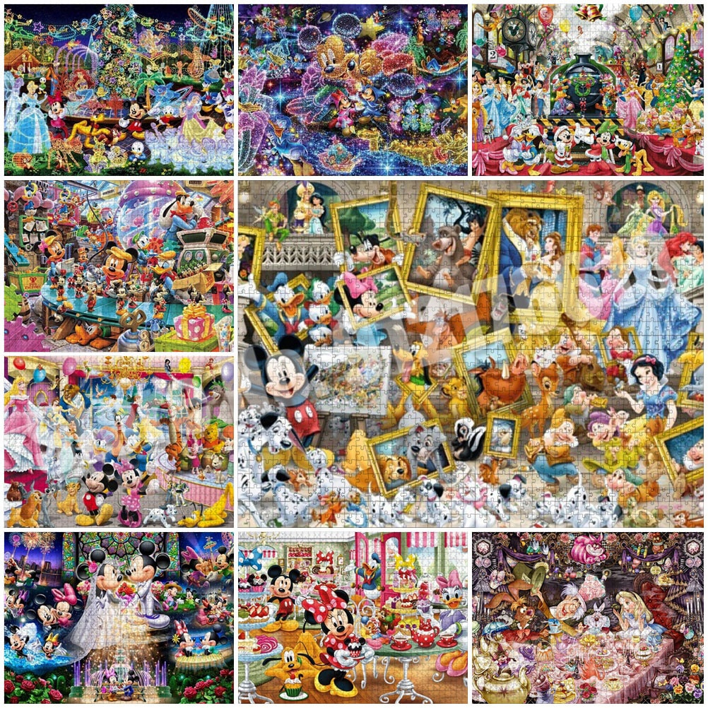 Disney Mickey Mouse Puzzle 300/500/1000 Pieces Jigsaw Puzzles Creative  Pictures Cartoon Children's Educational Intellectual Toys