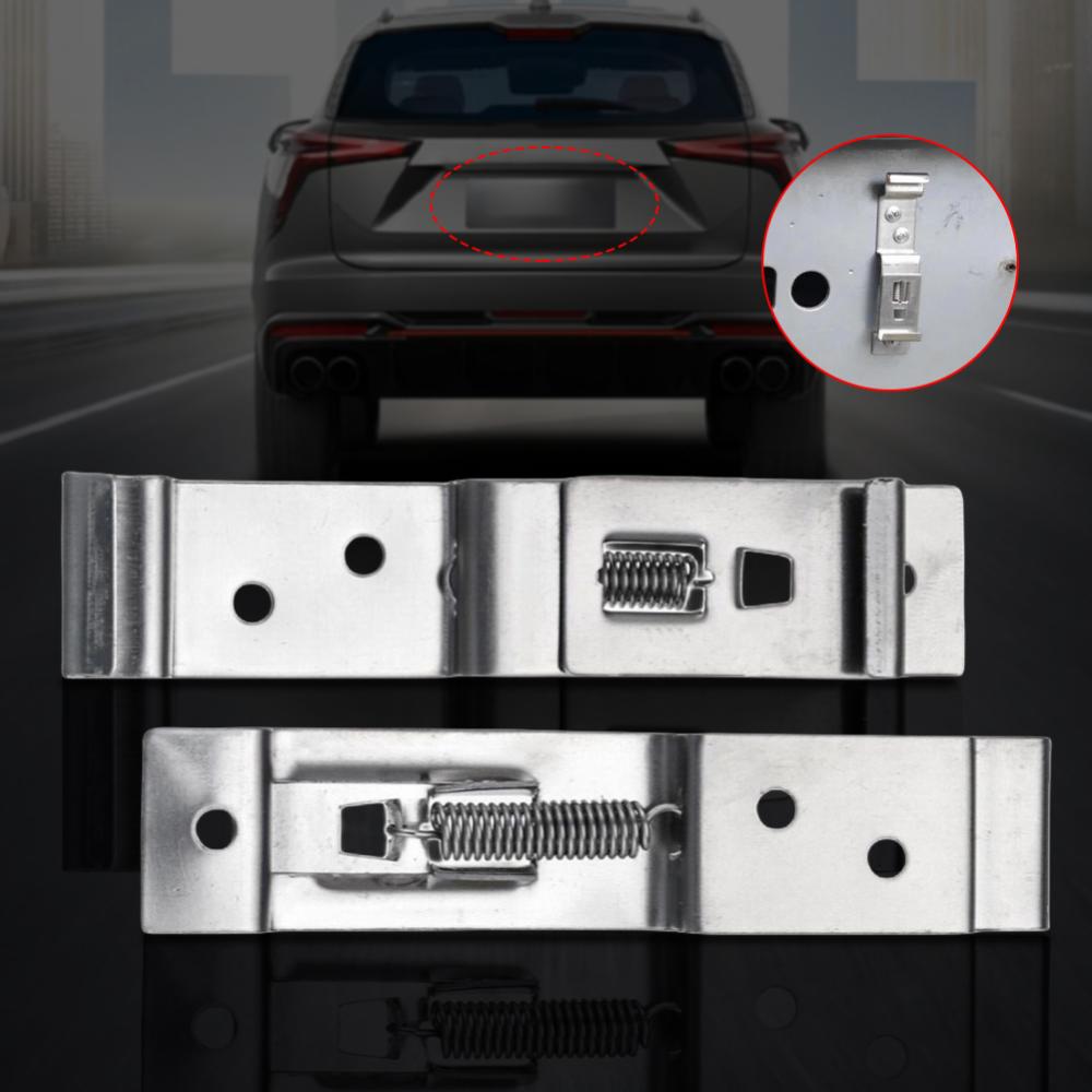 2 cái gắn biển số ô tô tấm giá đỡ hình chữ nhật khung xe chủ kẹp mùa xuân nạp biển số kẹp thép không gỉ