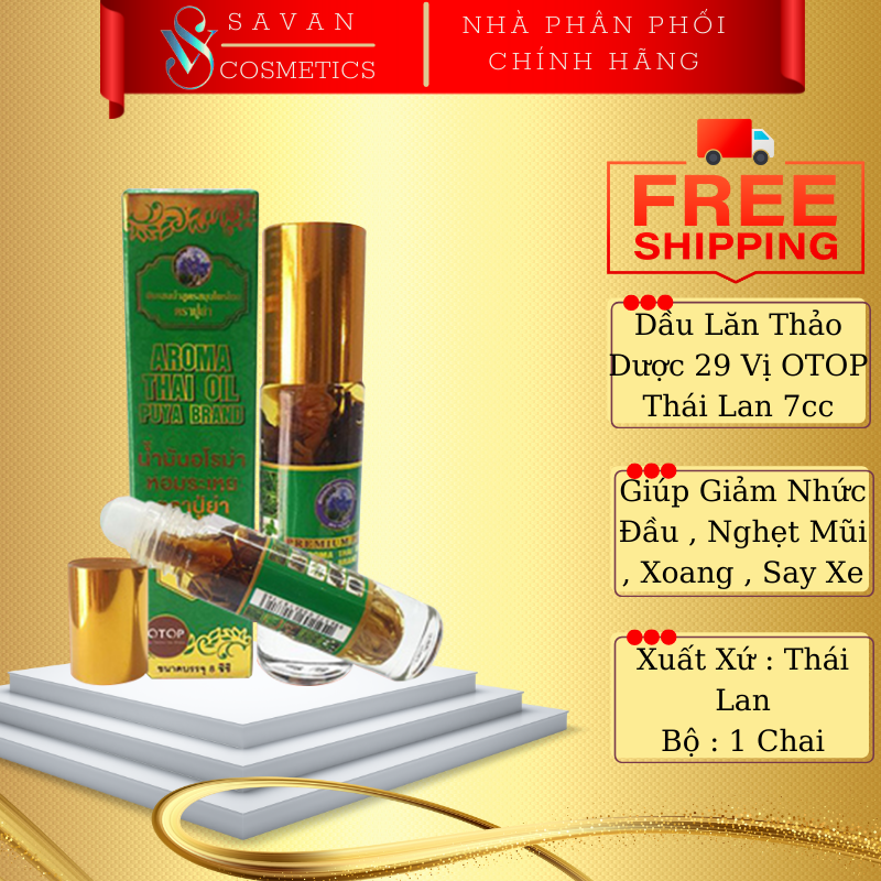 Dầu lăn thảo dược 29 vị Aroma Thai Oil Puya Brand Thái Lan thumbnail