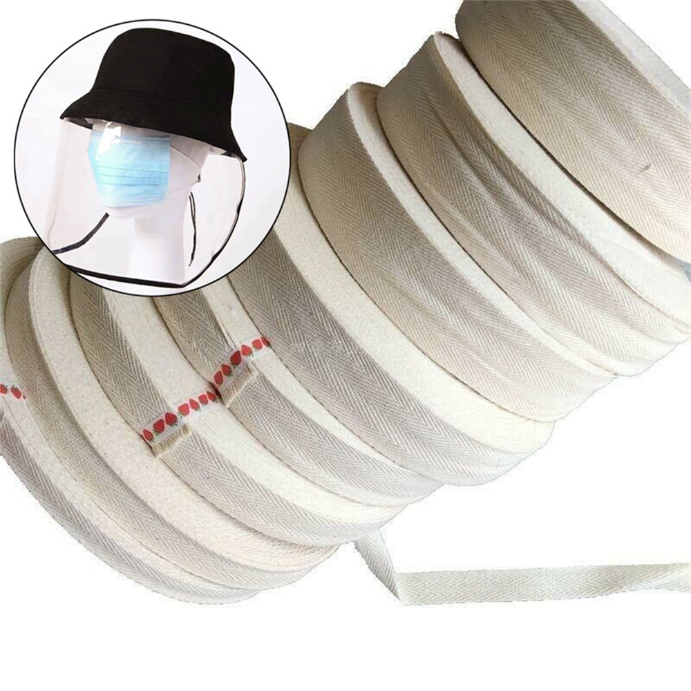 50M DIY Webbing Herringbone Fabric Ribbon Trimming Binding Tape Roll Craft Edging Cotton Bias Sewing Trims