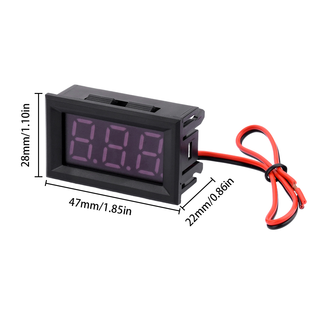 Shockley DC 5-120V Mini Voltmeter Blue LED Digital Display Panel Voltage Meter 2 Wire 0.56 Inch for Motorcycle Battery Monitor