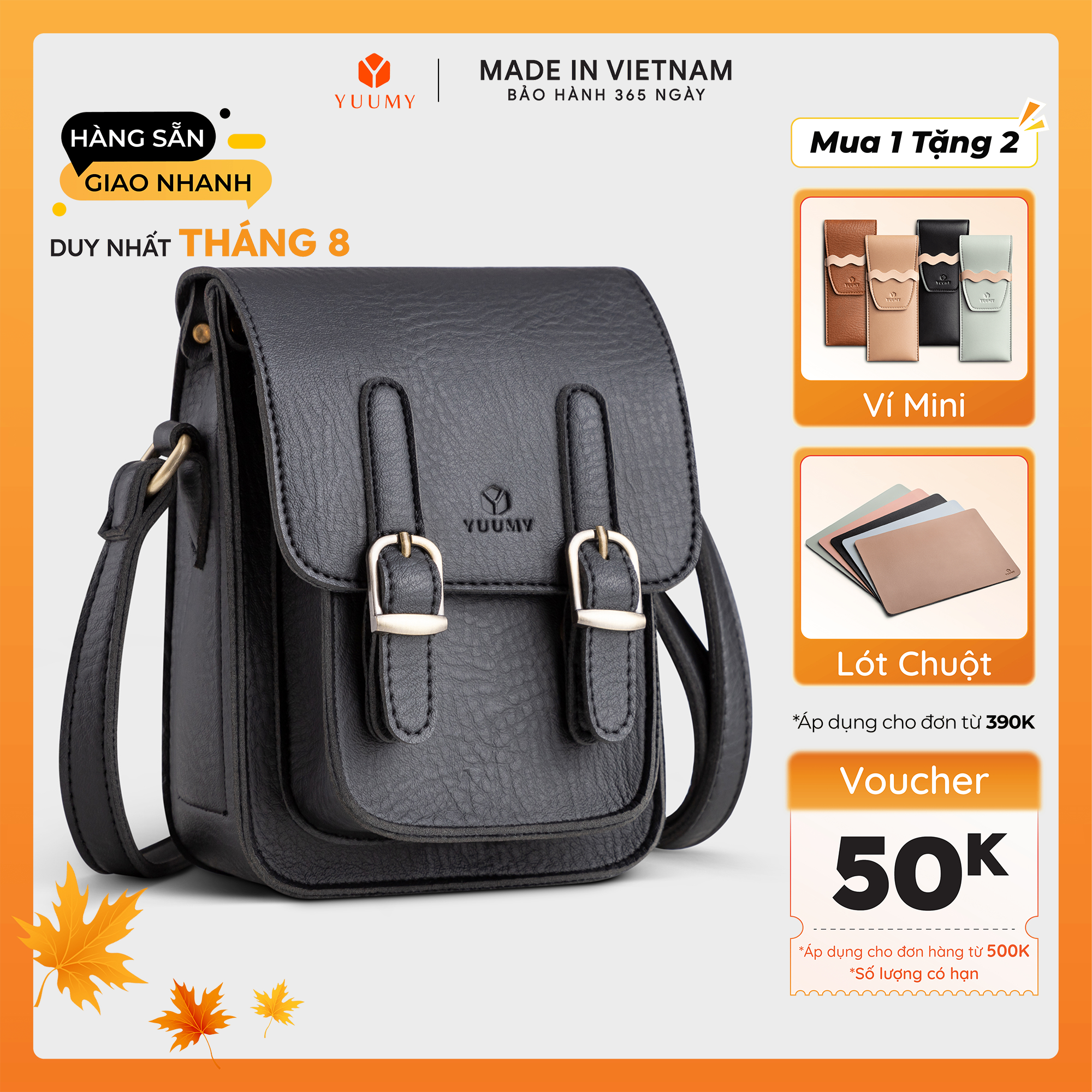 Túi Yuumy (Thời trang nữ đi chơi size 13 - Túi đeo chéo da Seasand YN118)