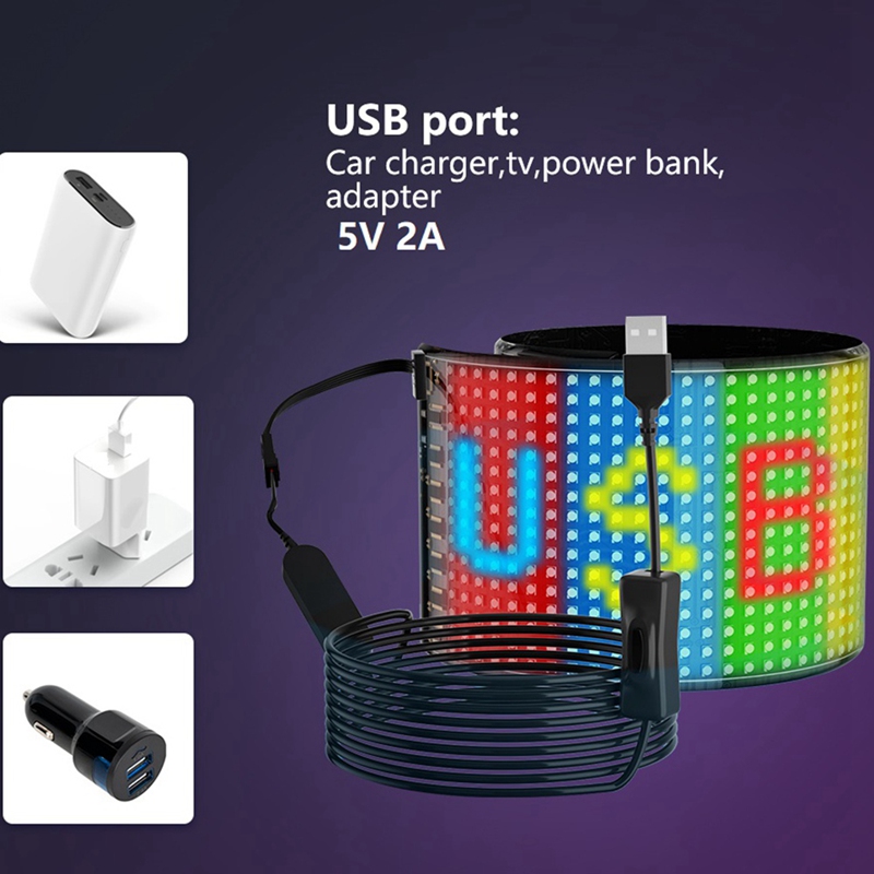 LED Pixel Panel,USB 5V Flexible LED Module RGB Scrolling Text Animation Display,Bluetooth APP
