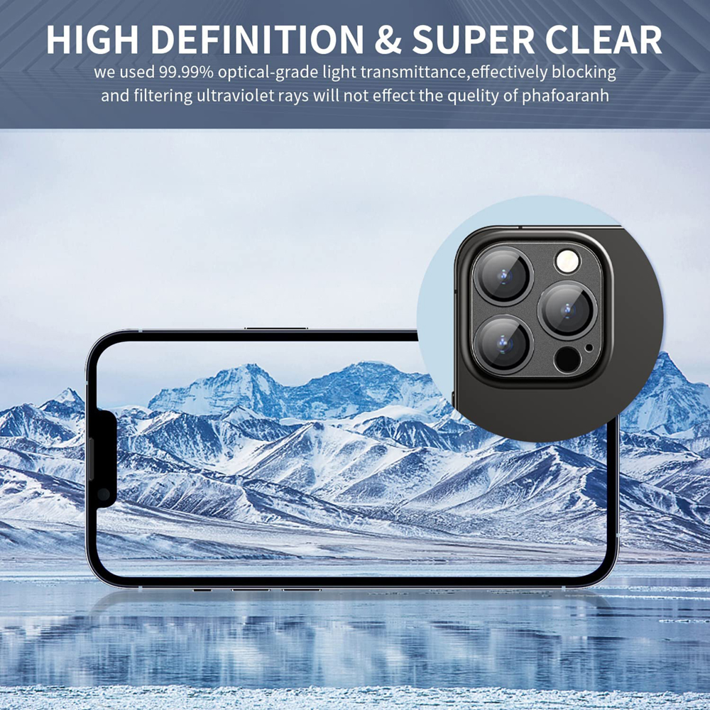 Lens Protector Diamond Compatible for IPhone 16 15 14 13 12 11 Pro Max Metal Ring Lens Tempered Glass Film