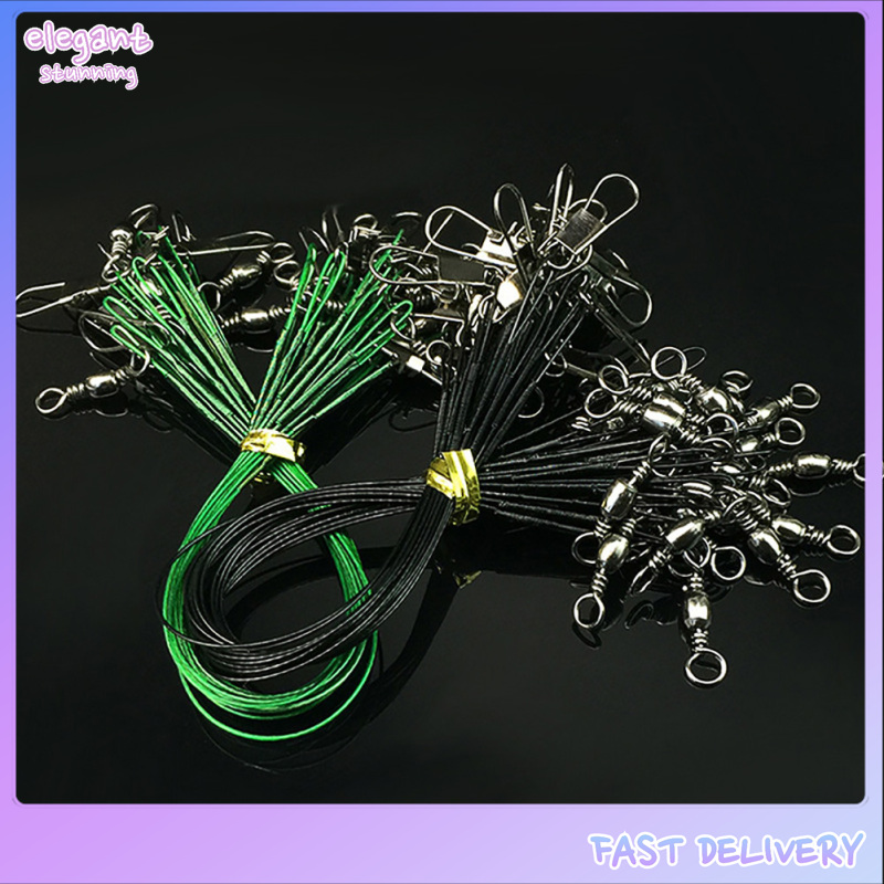 elegantstunning Fishing Tools Fishing Line Steel Wire Leader With Swivel  And Snap 20Pcs/Pack