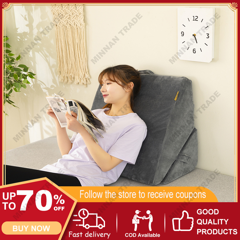 SoLoMan Large wedgeshaped bed pillow 60x60x30 cm heightened support cushion sofa cushion to