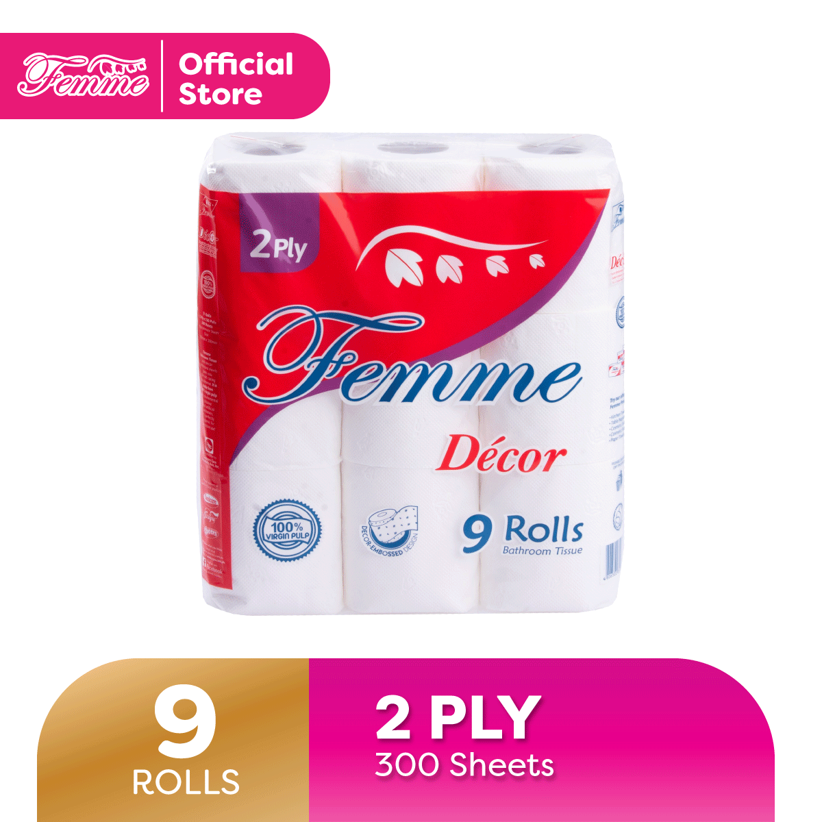Femme 2 Ply Bathroom Tissue (9 ROLLS) Lazada PH