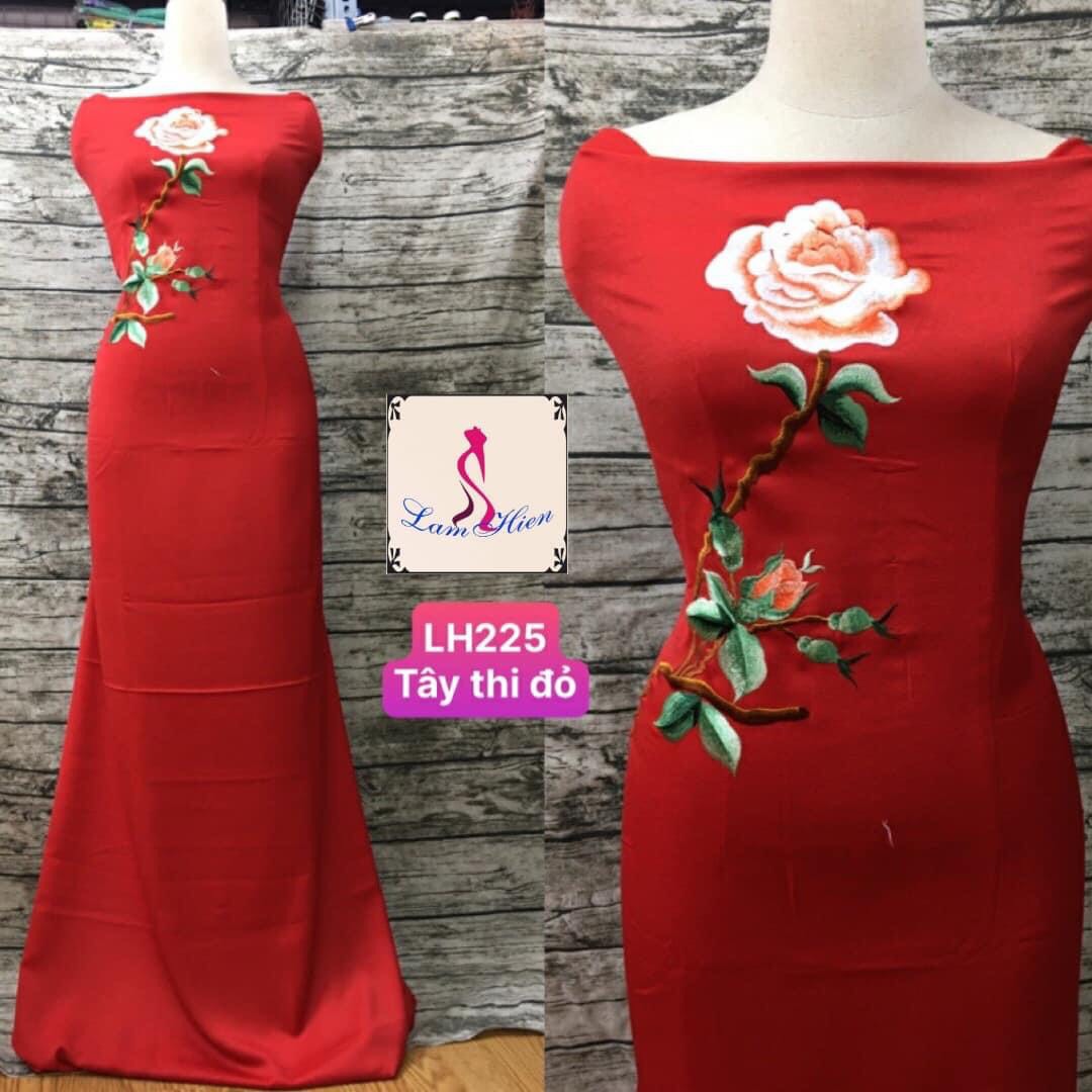 Vải áo dài lụa tây thi bông thêu LH225