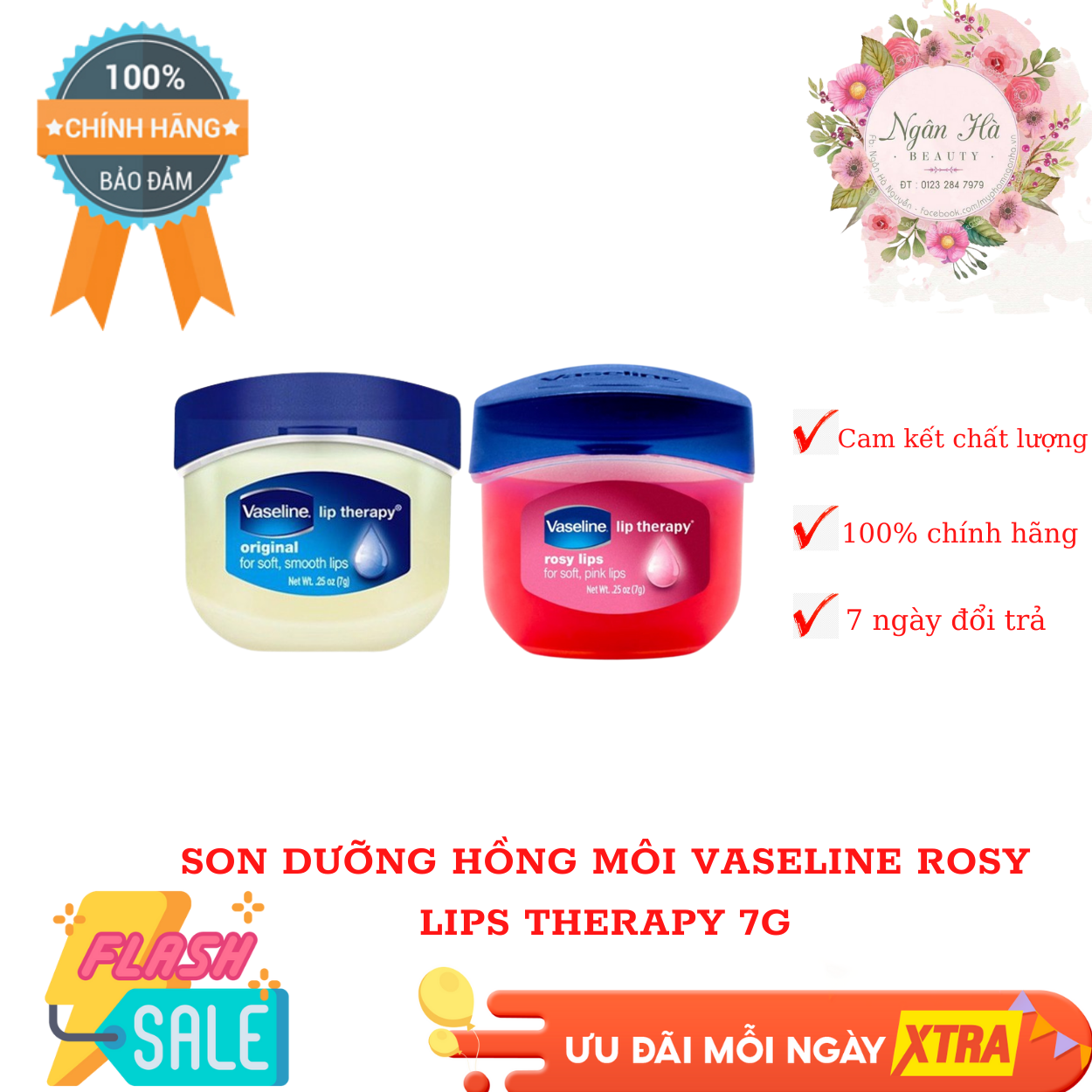 Son dưỡng hồng môi Vaseline Rosy Lips Therapy 7g