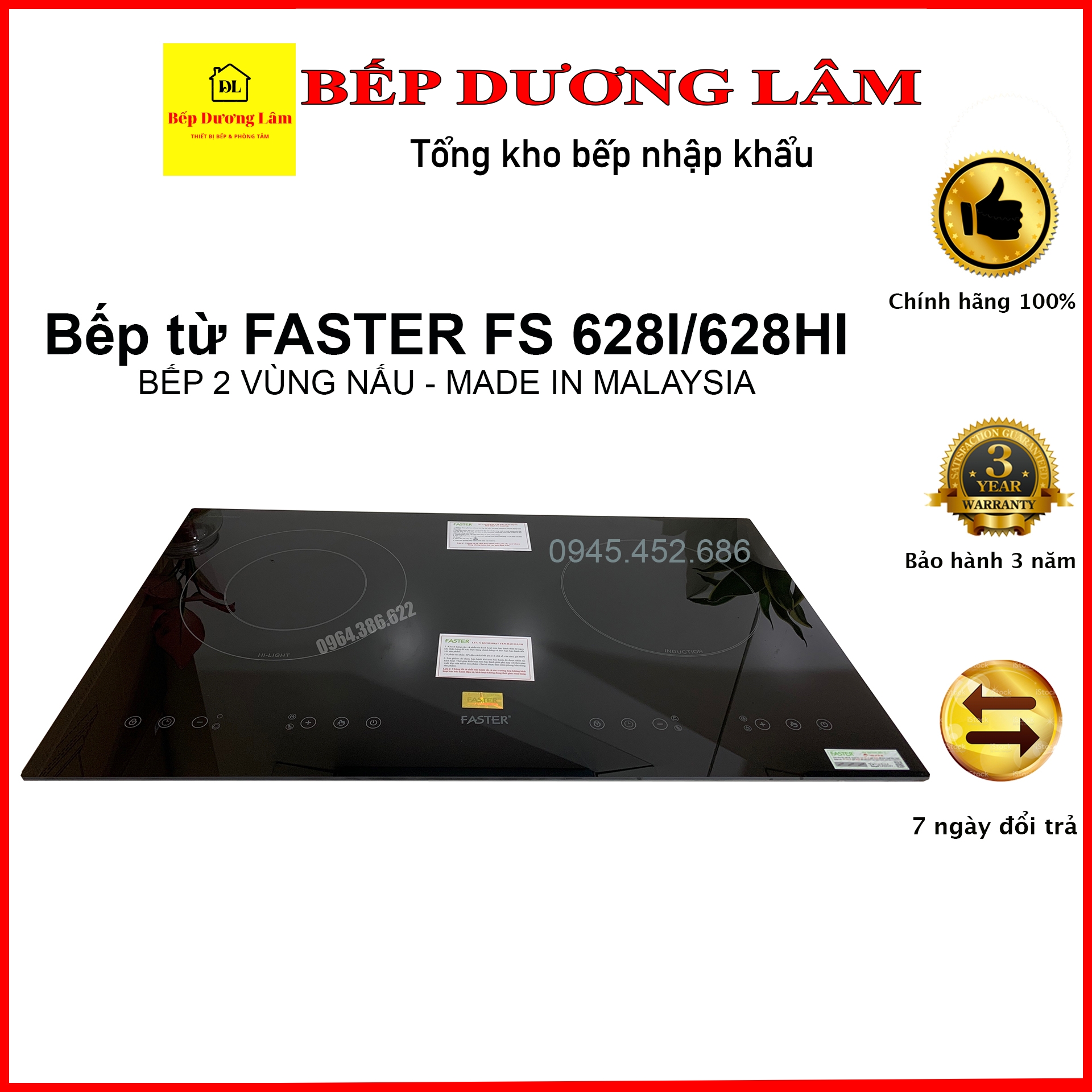 Bếp từ nhập malaysia faster fs 628i ( 2 từ )/628hi ( 1 từ 1 hồng ngoại )