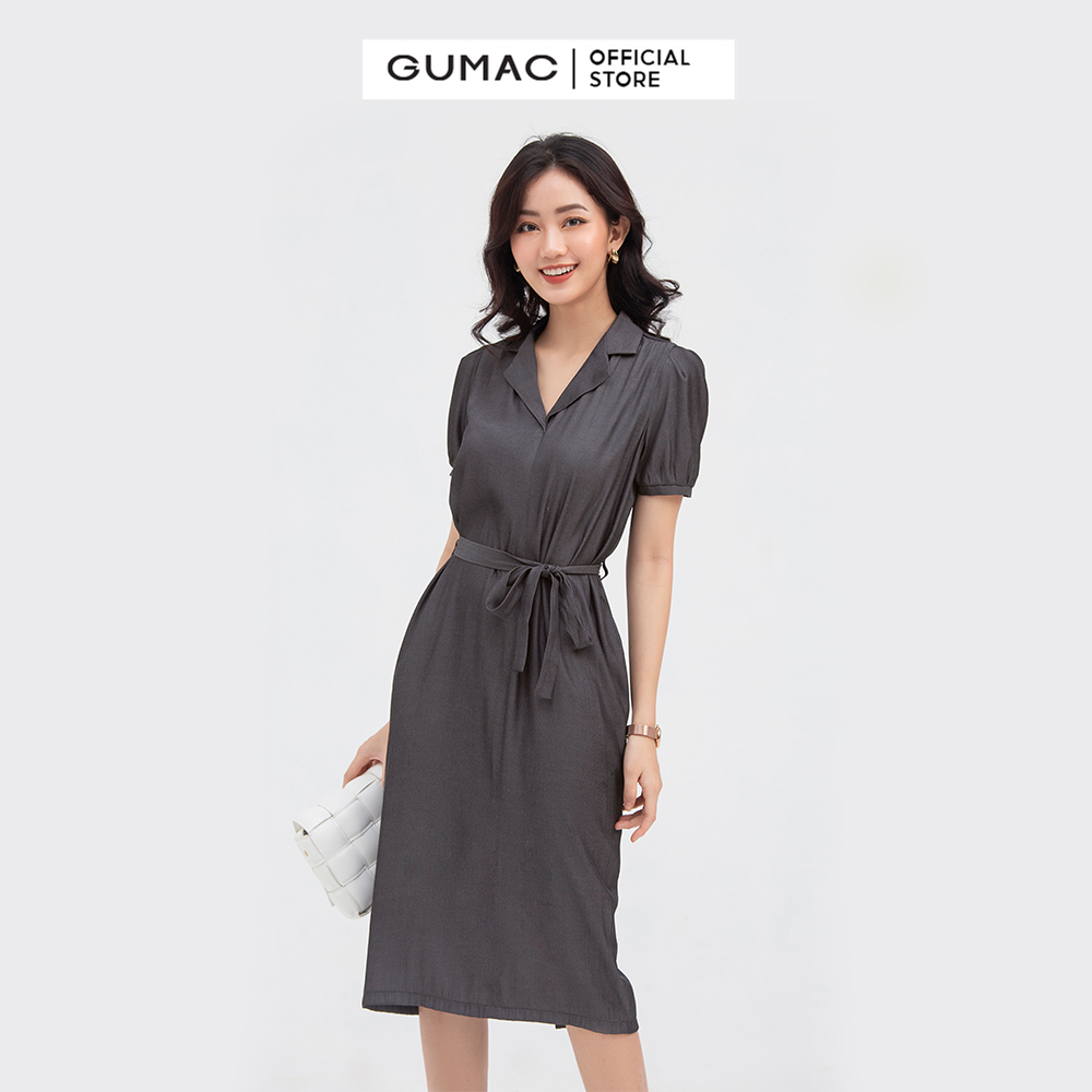 Đầm nữ  suông buộc eo mẫu mới GUMAC DB872