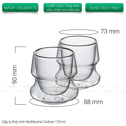 Cặp ly thủy tinh NotNeutral Ciclone Demitasse cà phê 2 lớp