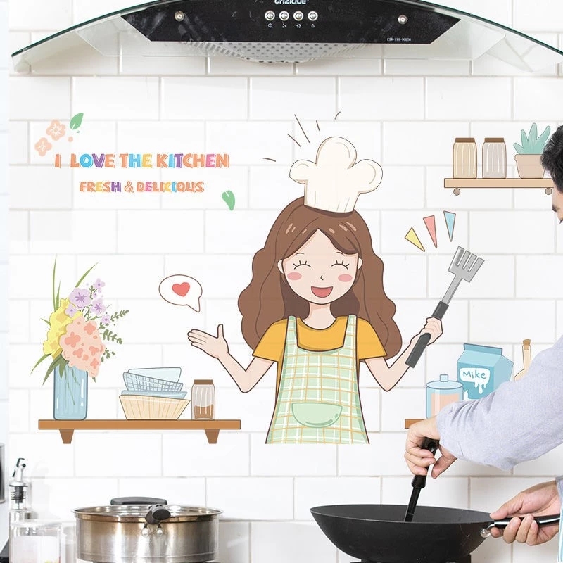 Decal dán bếp chống dầu mỡ cách nhiệt Love The Kitchen