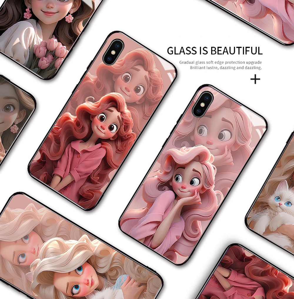 Hpcase For Huawei Nova 2 Nova 2i Nova 2 Lite Nova 2S Cartoon Smiling Princess Phone Case Smooth Tempered Glass Soft Case Shockproof Protective Case