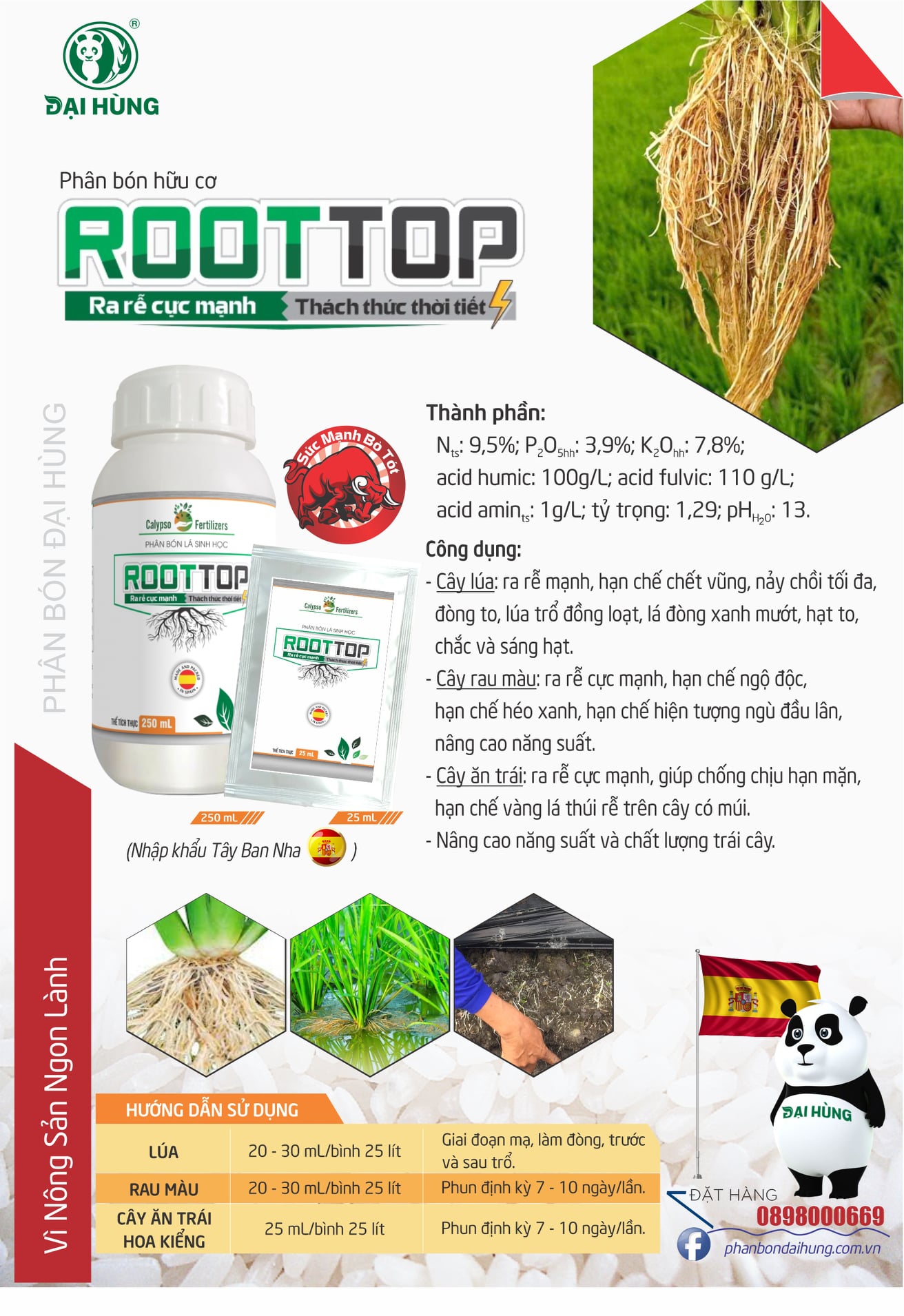 ROOT TOP 250ML - SIÊU KÍCH RỄ, SIÊU NUÔI TRÁI (TÂY BAN NHA)