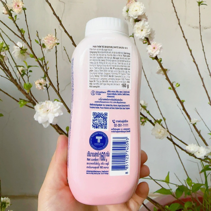 Phấn rôm cho bé Babi Mild Thái Lan phấn thơm cho trẻ sơ sinh 160g