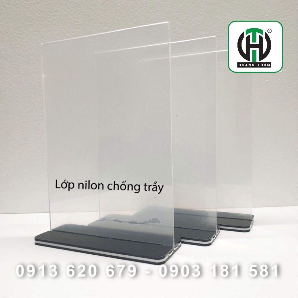 Menu Mica, Menu để bàn A4, A5, A6 Đế đen, mica Đài Loan