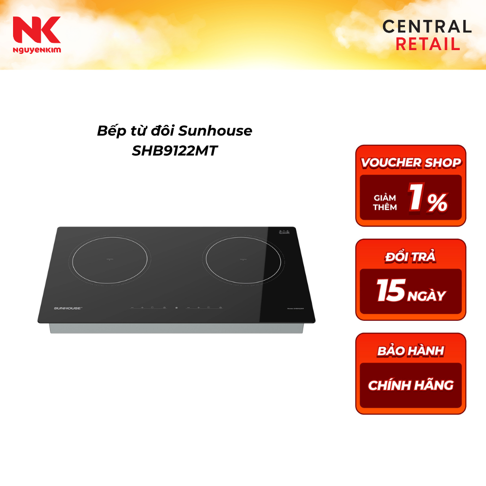 Bếp đôi điện từ Sunhouse SHB9122MT